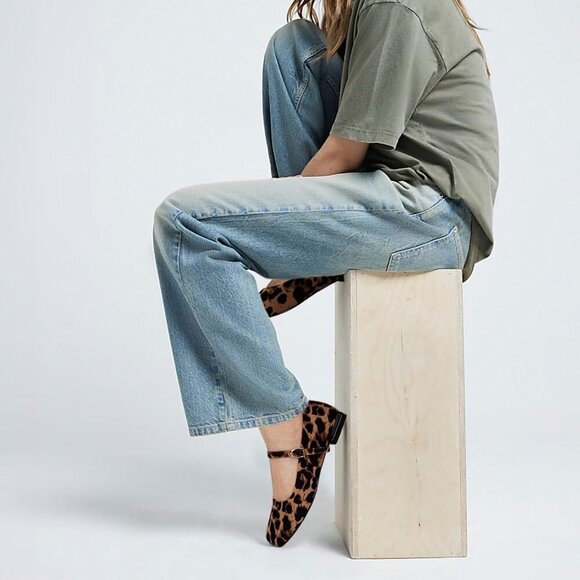 Women's Suede Ballet Flats Shoes Square Toe Buckle Casual Ballerina 7.5 - Picture 3 of 6